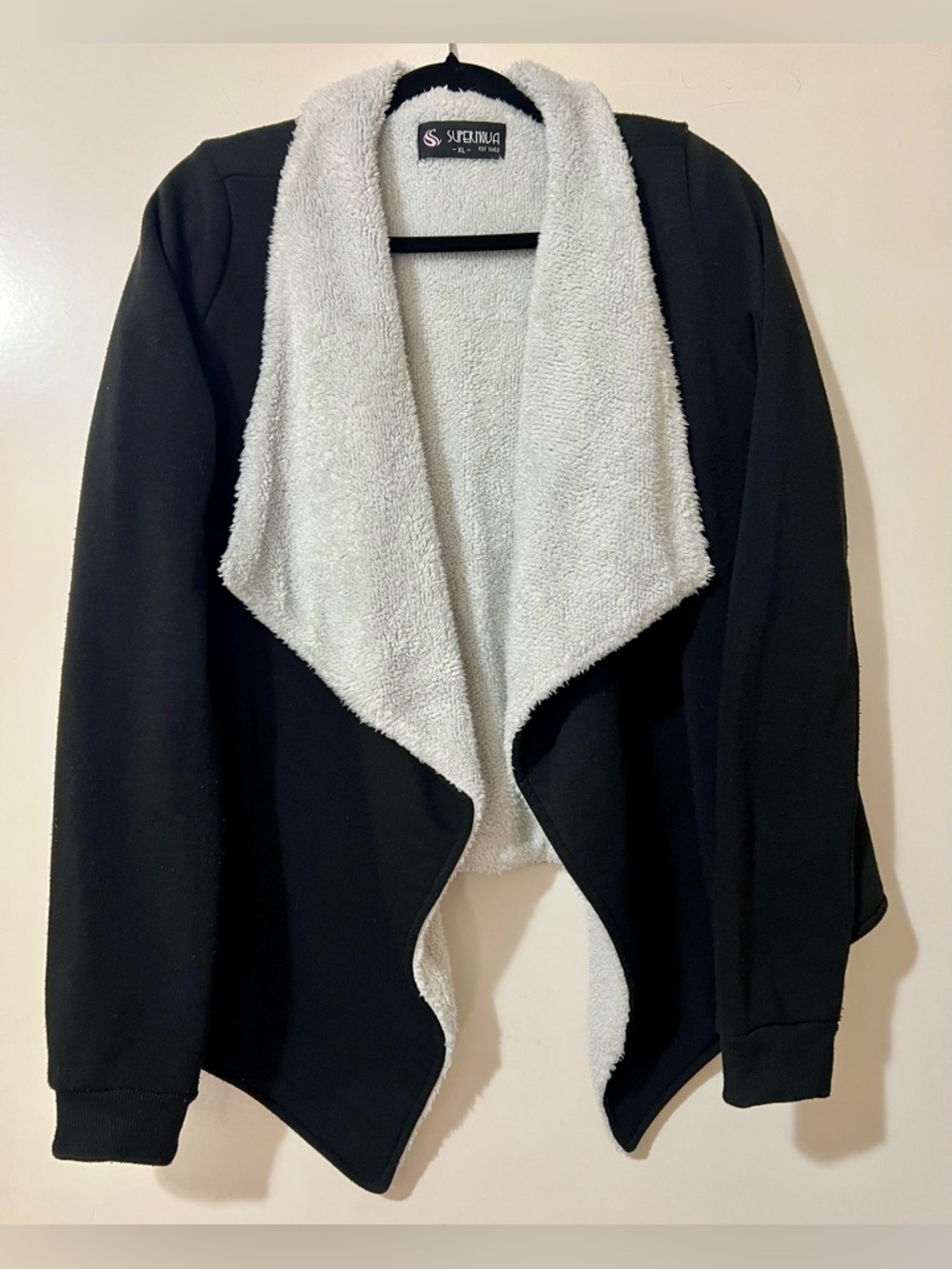 Super Nova Black and White Open Front Cardigan Jacket